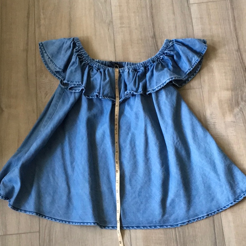 Velvet Heart Blue Jean Ruffled Shirt Size S - Picture 4 of 4